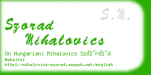 szorad mihalovics business card